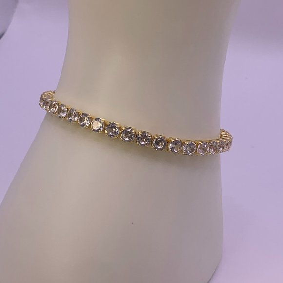 18 K Gold Plated 4mm Round Cubic Zirconia Classic Tennis Bracelet – - Picture 5 of 6